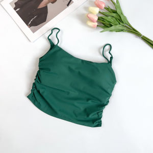 เสื้อกล้ามเซ็กซี่ไร้ตะเข็บสำหรับผู้หญิง ฤดูร้อน สวยงาม หลังสวย สวมใส่สบาย มีฟองน้ำในตัว สายเดี่ยวบาง จีบระบายอากาศ ชุดชั้นใน 👚 👍️