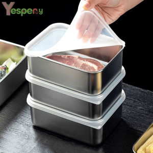 YESPERY Square Stainless Steel Fresh-keeping Box Vegetables Refrigerator Food Storage Box Kitchen Organizer and Storage Container Crisper