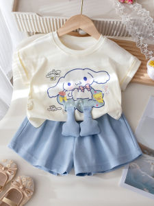 Cartoon Decorated Short Sleeve Leisure Shorts Two-Piece Set
