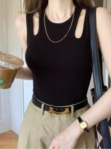 เสื้อกั๊กแขนกุดสไตล์อเมริกันสำหรับผู้หญิงไซส์ใหญ่ ผ้าฝ้ายผสมโพลีเอสเตอร์ ทรงเข้ารูป สำหรับใส่ในฤดูร้อน