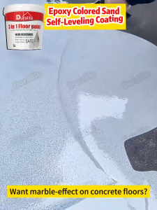0.8L Cement Epoxy Floor Paint With Brush Resin Colored Sand Self Leveling Flooring Paint mitation Marble Anti Slip Wear-resistant Waterproof Refurbished Paint for Concrete Rough Cement Ground