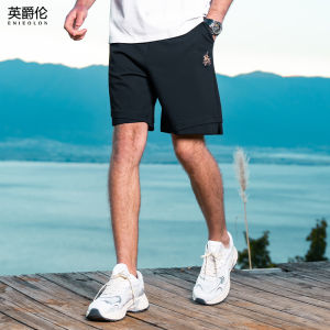 Enjeolon | Knit Sport Casual Shorts Embroidery American Retro Style