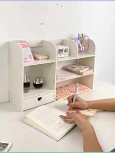 ขายดี! ชั้นวางหนังสือไม้ ชั้นวางเครื่องสำอาง ชั้นเก็บของ ชั้นวางของอเนกประสงค์ ปรับเปลี่ยนรูปทรงได้ วัสดุไม้อัดคุณภาพด