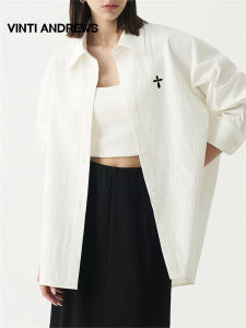 Textured Loose-fit Long Sleeve Womens Shirt Autumn/Winter
