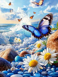 AZQSD Diamond Painting Butterfly Animal New 5D Diy Diamond Mosaic Daisy Flower Sea Landscape Full Drill Wall Decorative