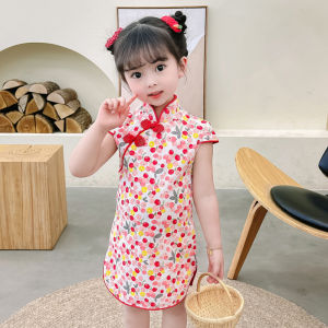 Girls Cheongsam Dress Summer Princess Dress 2024 New Arrival Western Style Chinese Ancient Style Chinese Style Baby Net Red Dress