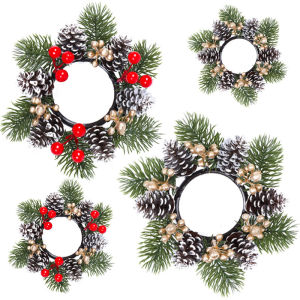 ของตกแต่งคริสต์มาส เครื่องประดับเชิงเทียนผลไม้สีแดง ฉากคริสต์มาส เทียนตั้งโต๊ะ อโรมาเธอราพี พวงมาลัยดอกไม้เล็กๆ