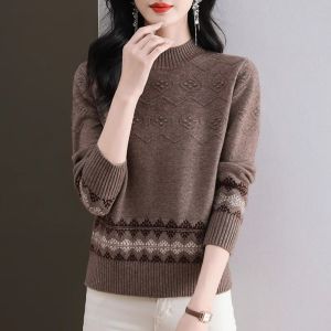 Fashionable Thickened Short Knitted Sweater Half High Collar Loose Inner Wear for Women Autumn Winter New Arrival Korean Style