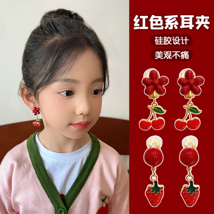 Red Star Shaped Ear Cuff for Girls Children's Cartoon Headwear Cute Ear Decoration Pain Free Girl's Fashion Accessory
