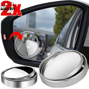 【WOKEN】2 cái gương chiếu hậu hình tròn HD gương chiếu hậu Gương quan sát điểm mù xe ô tô điều chỉnh được 360 độ Gương lồi dính mặt sau cầm tay quay đầu xe ô tô gương góc rộng đỗ xe
