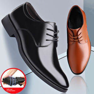 True Soft Leather Mens Shoes Casual Flat Bottom Groomsmen Business Formal Youth Student Leisure Wedding Shoes Derby Shoes