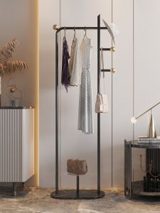 Stainless Steel Floor Mounted Bedroom Clothes Hanger Modern Minimalist Luxury Nordic Style Coat Rack U+Home Wardrobe Organizer
