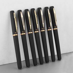 6Pcs Black Gold Gel Pens 0.5mm Refillable Bullet Tip Pens for Business & Office Use