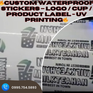 100pcs Custom Waterproof Vinyl Stickers – Logo / Cup / Product Label – UV Printed & Durable Scratch Free