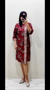 Baju Dress Batik Amora Merah