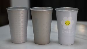 Cốc uống nước đổi màu 380ml cute độc lạ Ly uống cà phê nước đá lạnh Làm từ nhôm lạnh đổi màu lập tức khi gặp nước