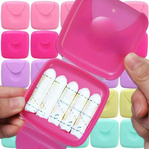 Portable Tampons Storage Box Colourful Sanitary Pad Storage Container Organizer for Outdoor Travel Bussiness Women Gift