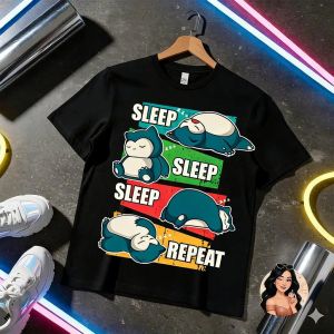 Bandai | Snorlax Graphic T Shirt Man Women Y2k Oversized Pokemon Anime Short Sleeve Tee Summer 2026 Streetwear Casual Tops