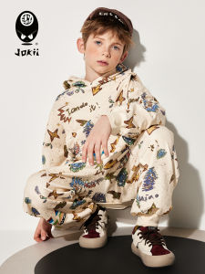 Trendy Graffiti Hoodie Sweatshirt & Jogger Set for Kids