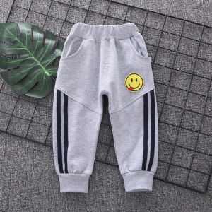 กางเกงขายาวผ้าฝ้ายสำหรับเด็กชาย ฤดูใบไม้ผลิและฤดูใบไม้ร่วง กางเกงขายาวลำลองสำหรับเด็กวัย 1-3 ปี กางเกงขายาวสำหรับเล่นกีฬา