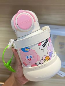 Beddy Childrens Thermal Cup Cartoon Design Small Capacity Outdoor Kindergarten Baby Water Bottle Double Drink Cup with Straw