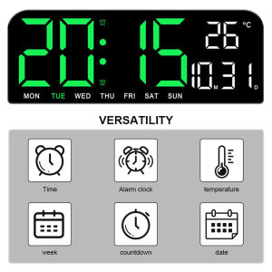 LED Digital Alarm Clock Electronic Wall Clock Temperature/Date Display Desk Alarm Clock Multifunctional for Students