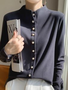 WANGGONGZHU | Double-Sided Velvet Thickened Stand Collar Womens Base Shirt Autumn Winter Inner Wear Fashionable Princess Style Fleece Lined Shirt