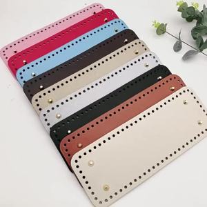 [J] Handmade Rectangular 28 * 10cm Bottom For Knitted Bag PU Leather Pad Handcraft Bag Base With Holes DIY Crochet Bag Bottom
