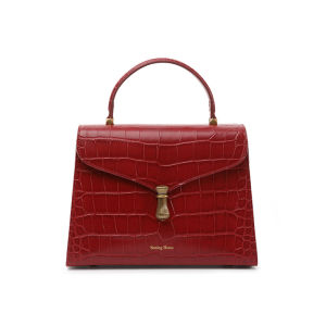 Brownie Leather Handbag Wedding Bag Red Single Shoulder Bag Luxury Minimalist New Style Womens Bag Soft Squared Shape Pure Color