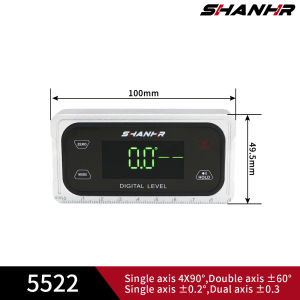 Shanhr cảm ứng Máy đo độ nghiêng điện tử trục đơn 4x90 ° trục kép ± 60 ° còi báo động 3 đơn vị đồ đo góc chế độ kép Đồng hồ đo mức độ