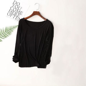 Thickened Fleece Warm Underwear Set for Women plus Size Comfortable Long Sleeve round Neck Single Layer Pure Color Home Clothes