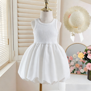 2-7 Years Girls White Minimalist Dress - Summer Sleeveless Casual Everyday
