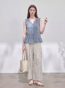 GULILI | Korean Style Misty Blue Sleeveless Outfit Set Summer Fashion