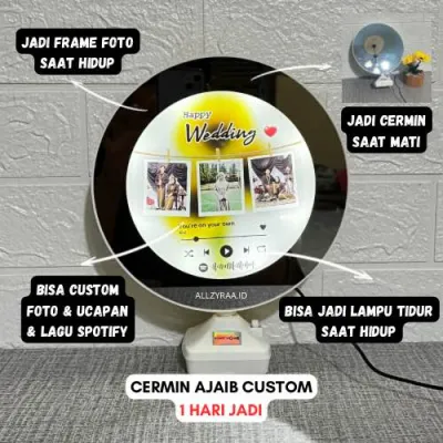 CERMIN AJAIB 3 in 1+ FREE CUSTOM FOTO DAN LAMPU TIDUR AESTHETIC MURAH CERMIN MAGIC KACA GIFT KUSTOM ULTAH KADO ANNIV