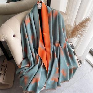 Khăn Choàng Len Cashmere Dày Màu Xanh Lam Dành Cho Nữ Kiểu Pashmina Khăn Quàng Cổ Mùa Đông Họa Tiết Lá Thời Trang Kiểu Poncho Khăn Choàng Dùng Cho Trang Phục Thường Ngày