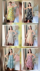 Đầm Ngủ  Váy Ngủ Cute Vải Cotton Siêu Mát 627 (Tặng Kèm Bịt Mắt )