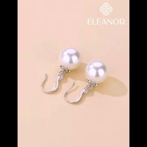 Bông tai nữ chuôi bạc 925 Eleanor Accessories khuyên tai móc câu đính đá ngọc trai nhân tạo phụ kiện trang sức 5566