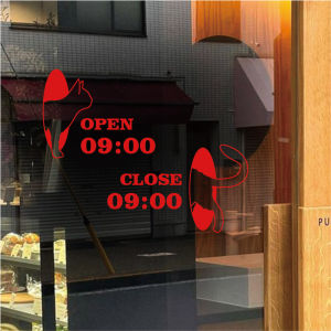Waterproof PVC Cat Cafe Window Sticker Adhesive Glass Decorative Wall Decal Sliding Door Pet Shop Business Hours Chinese Style