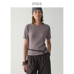 INSIS FEMME | Natural Organic Cotton Hemp Autumn Round Neck Ruffled Irregular Short Sleeve T Shirt