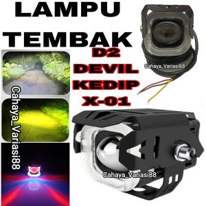 Lampu Tembak Sorot X1 Cahaya Putih Kuning Flash Devil Kedip Univerasal Kendaraan