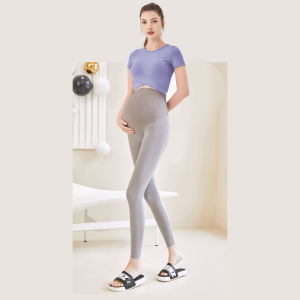 High Waist Maternity Yoga Pants Fitness Tummy Support Slimming Tight Pregnancy Bottoms Nine Points Nylon Womens Sportswear