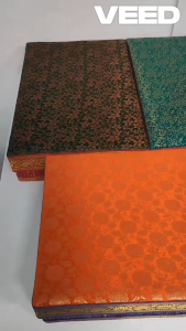 Handmade Brocade Kora Saree Storage Box with Lid Wedding Gift Box 14 × 9 × 4 Inches 1 Pc