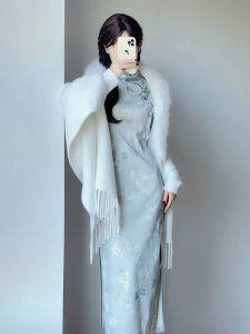 Ting Yue Ling New 2024 Chinese Style Young Girl Elegant Autumn Winter Long Qipao Dress Traditional National Fashion Skirt