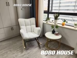 White rocking chair ladies with foot technology cloth recliner  balcony household leisure lazy influencer sofa bedroom living bobohomus