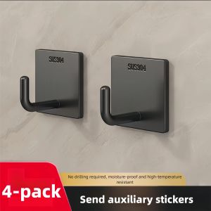 Heavy Duty Adhesive Towel Hook Stainless Steel Adhesive Hook Hanging Bathroom Kitchen Storage Holder Sticky Hooks Silver Hanger