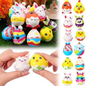 3Pcs Easter PU Slow Rebound Ornaments Pinch Squishy Toy Kawaii Animal Egg Dolls Decompression Toys Children Birthday Party Gifts
