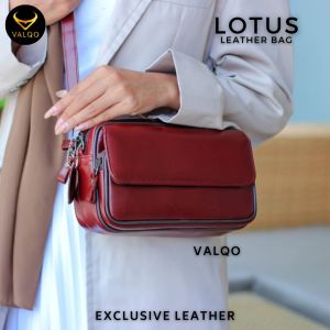 VALQO LOTUS Tas Wanita Kulit Sapi Clutch Pouch Cewek Perempuan Tas Selempang Tas Bahu