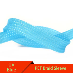 1M UV Blue PET Braided Cable Sleeve 2/4/6/8/10/12/14/16/20mm Expandable High Density Insulated Cables Protection Wrap Sheath