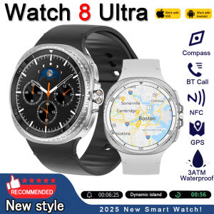 2025 New Watch 8 Ultra Smart Watch Men Bluetooth Call 3D Video Display Sports GPS NFC Compass Blood oxygen Waterproof Smartwatch