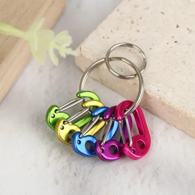 Z.5Pcs/set With Keyring Water Bottle Hanging Camping Equipment D-Type Spring Buckle Backpack Buckles Snap Hook Outdoor Carabiner
